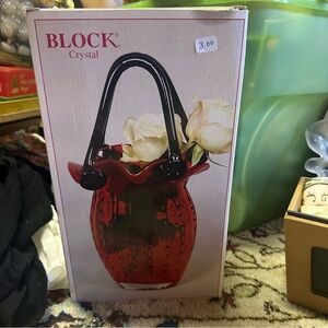 Vtg Block Crystal Glass Handbag